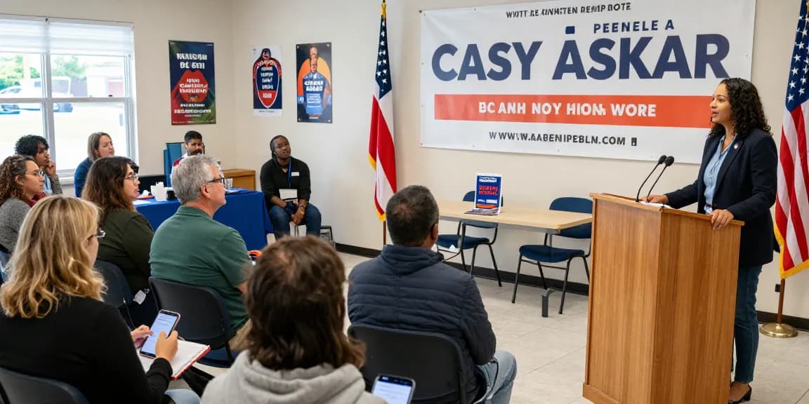 Casey Askar engaging with constituents at a town hall campaign event