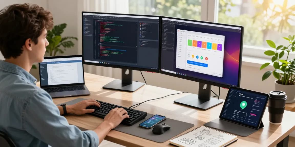 Snipaste software in a productive development workspace with vibrant code on screens and stylish accessories.