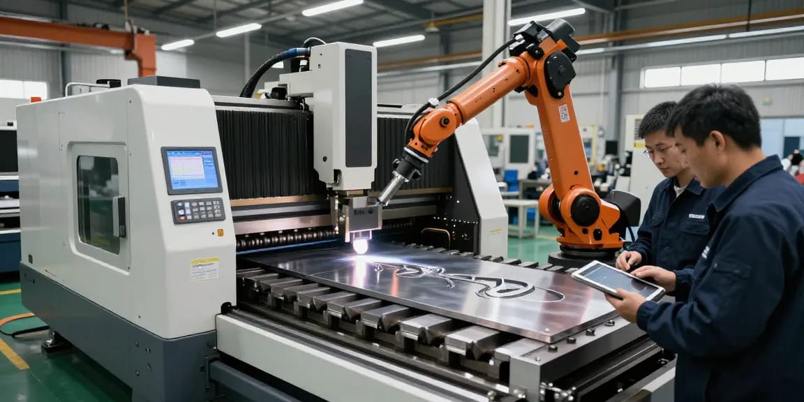 CNC press brake machine in a high-tech manufacturing environment, showcasing advanced metal bending technology and innovative engineering solutions.