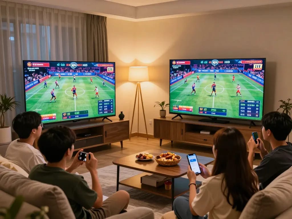 Cảnh thú vị của người xem theo dõi đá gà thomo HD trực tiếp trong không gian ấm cúng, ghi lại sự phấn khích của những trận đấu cạnh tranh.