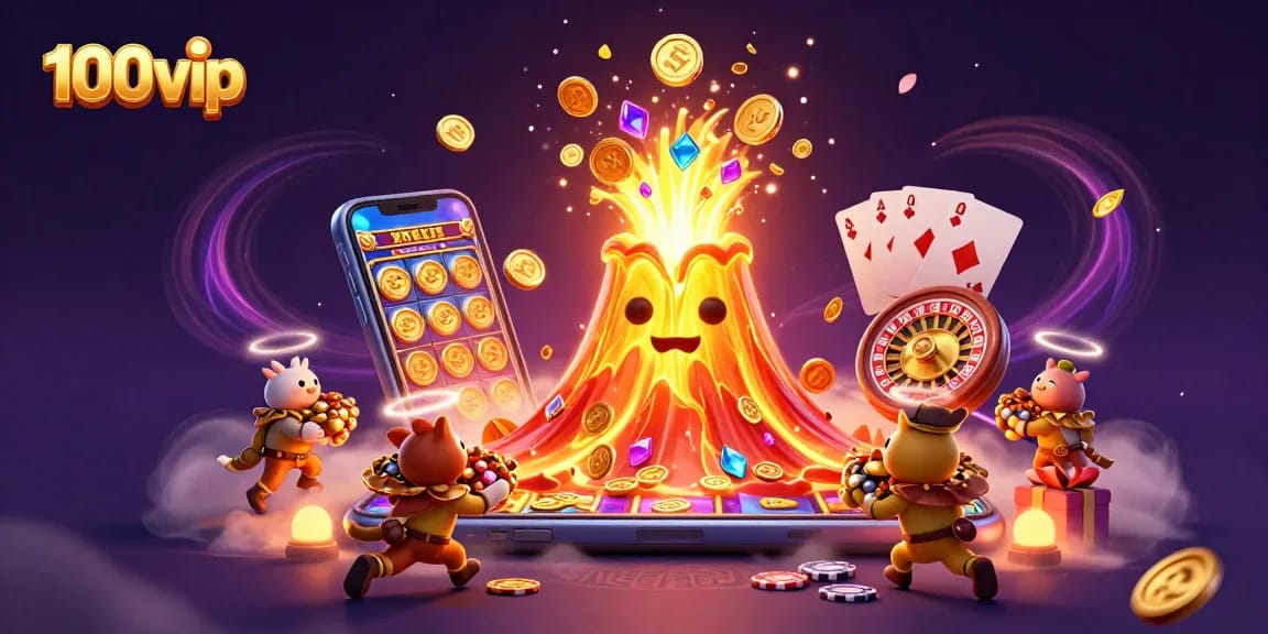 Experience thrilling wins at 100vip with a colorful array of slot games and vibrant treasure eruptions.