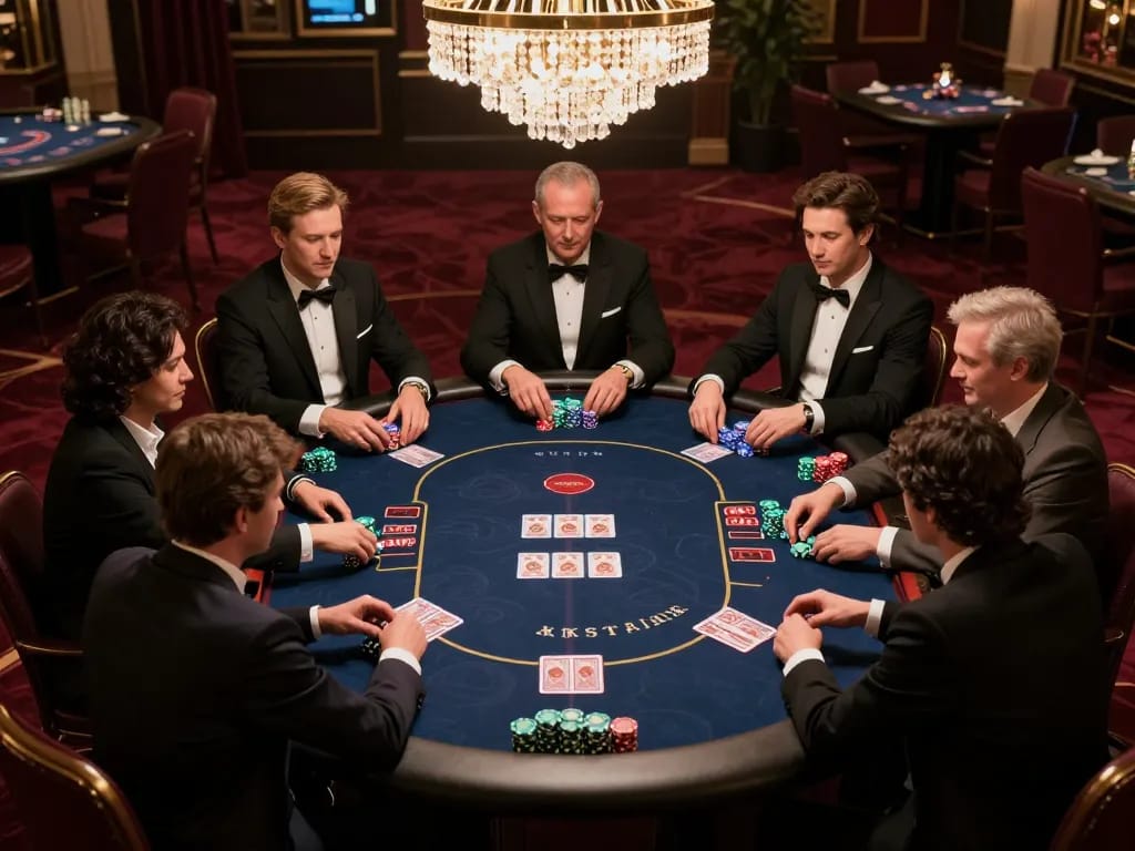 Players engaging at the HELLO88 poker table, showcasing strategic gameplay and excitement.