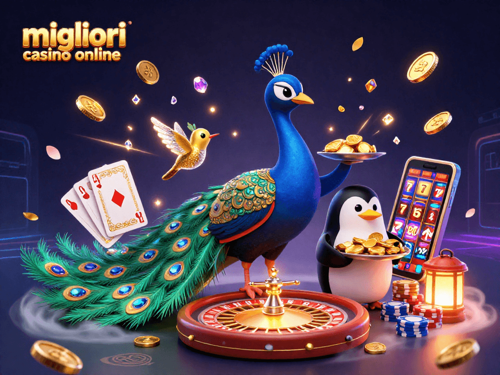 Gioca nei migliori casino online mentre il pavone aristocratico e gli altri personaggi celebrano tra gemme e monete d'oro.