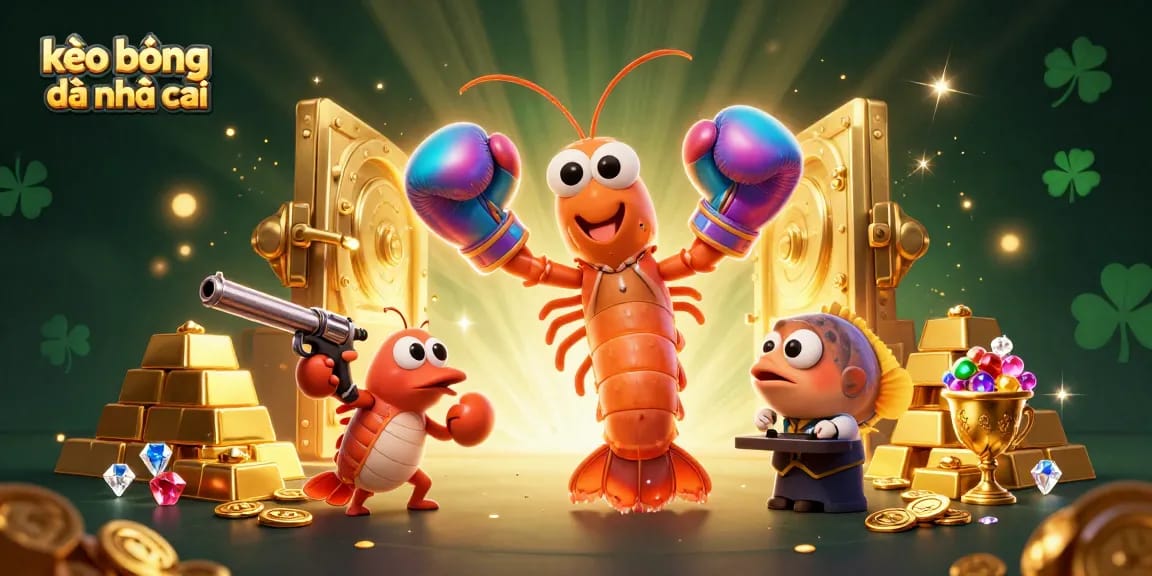 Experience the excitement of kèo bóng đá nhà cái with vibrant shrimp characters and casino treasures.