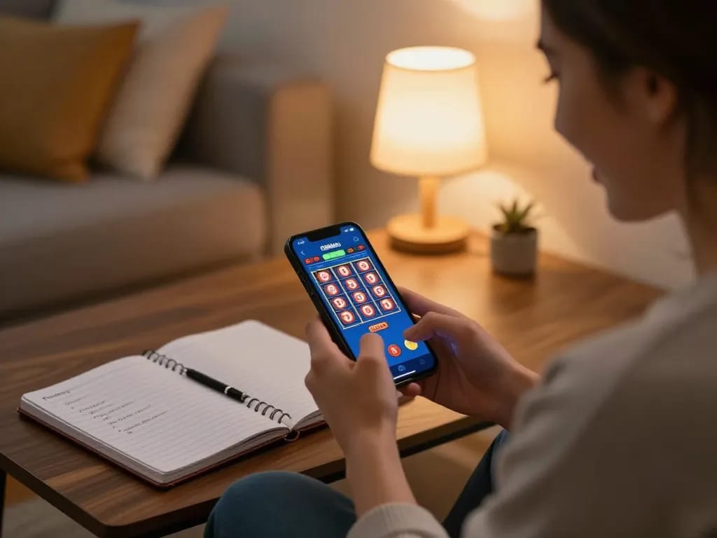 Engaging in online slots at home with 789win app, showcasing a dynamic gaming experience.