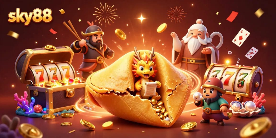 Experience thrilling gameplay with sky88's colorful slot reels and wise dragon fortune.