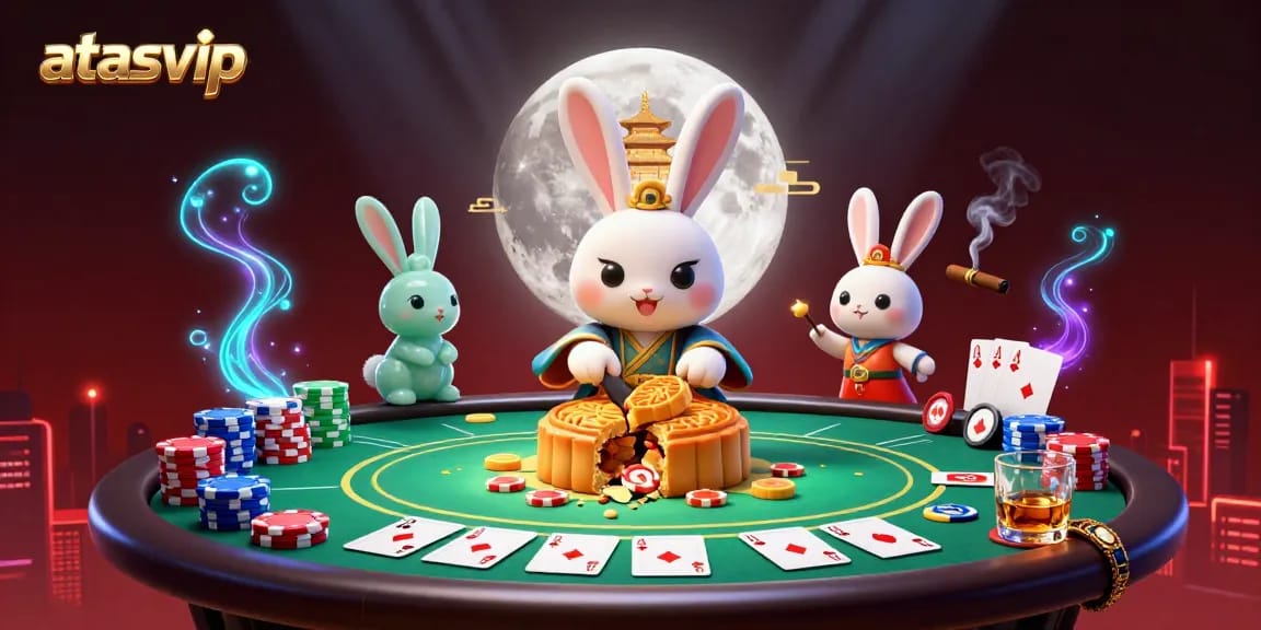 Engage with exciting casino action at atasvip featuring poker chips, lively characters, and dynamic gaming elements.