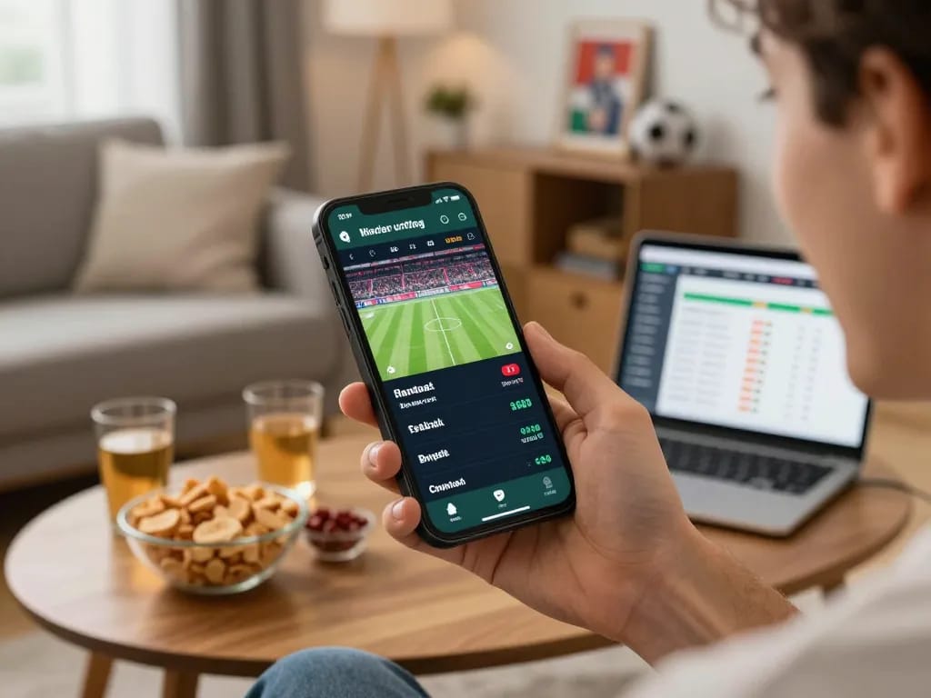 Experience sports betting excitement with sunwin on a smartphone during a heated game.