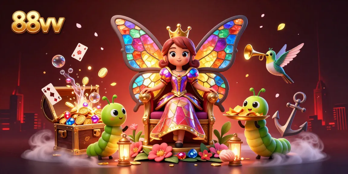 Experience vibrant gameplay at 88vv with a lively scene featuring casino elements and enchanting characters.