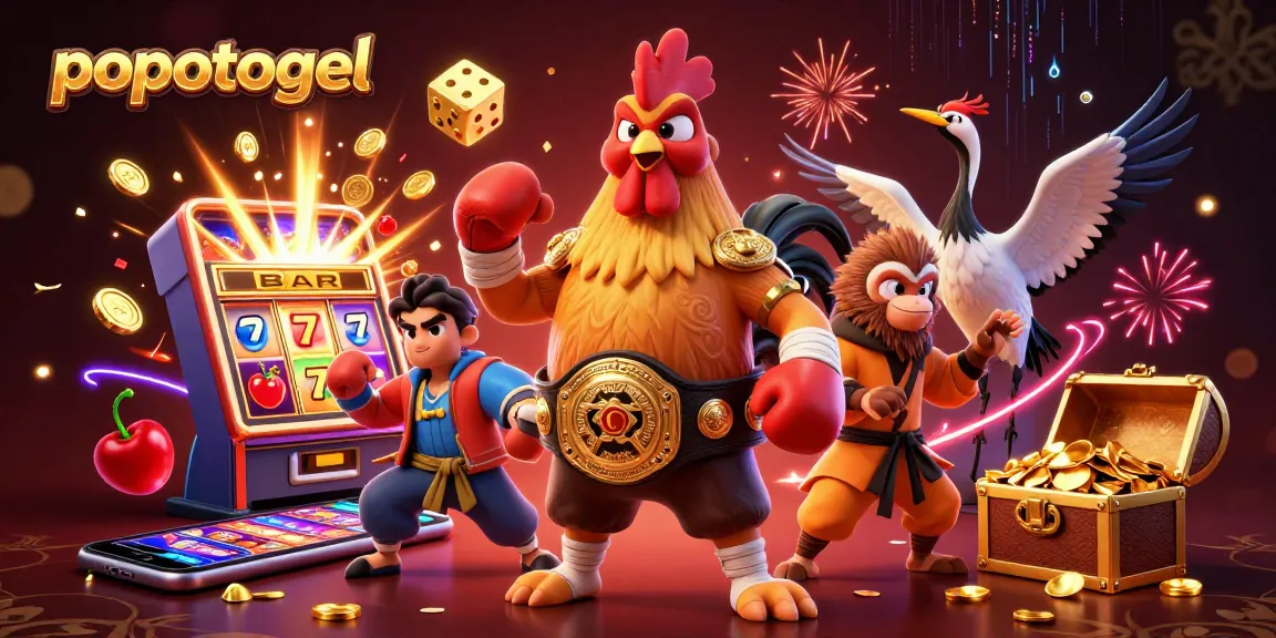 Experience thrilling gameplay with popotogel and dynamic casino elements in this vibrant illustration.