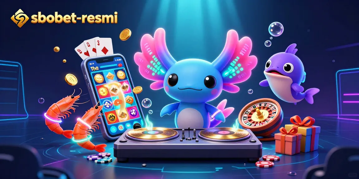 Engage in thrilling gameplay with sbobet-resmi's vibrant underwater casino experience featuring lively characters.