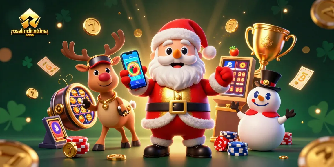 rosalindinnovations showcases Santa in a vibrant casino scene with jackpot slots and festive elements