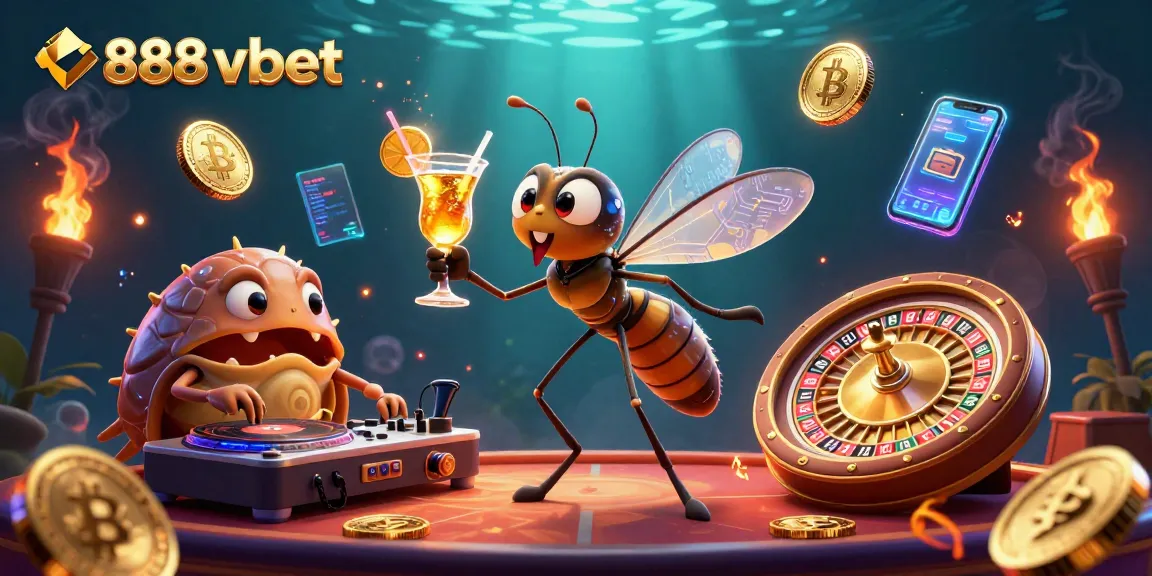 Engage with 888 vbet's exciting casino scene featuring lively characters and thrilling gambling elements.