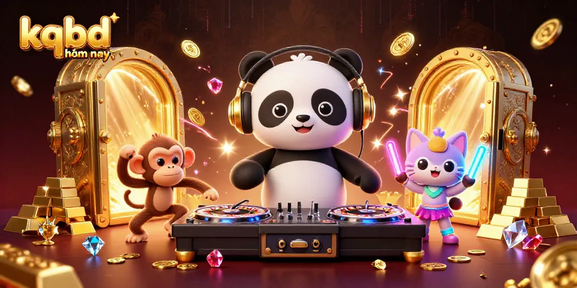 Experience the excitement of kqbd vn hôm nay with a DJ panda spinning roulette wheels and vibrant characters.