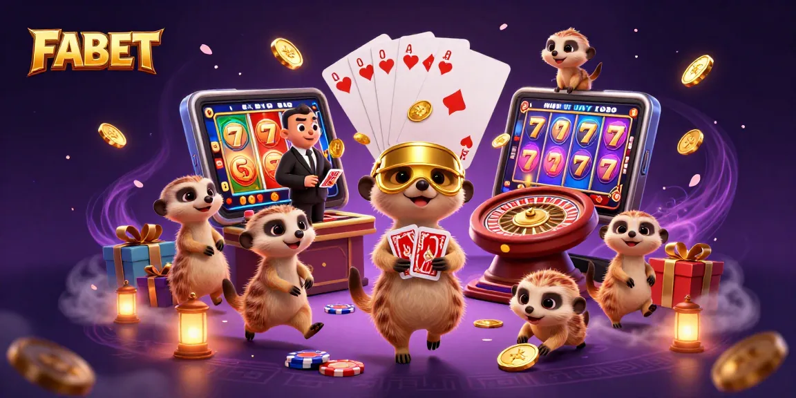 FABET brings excitement with meerkats managing a lively casino filled with dynamic gaming action.