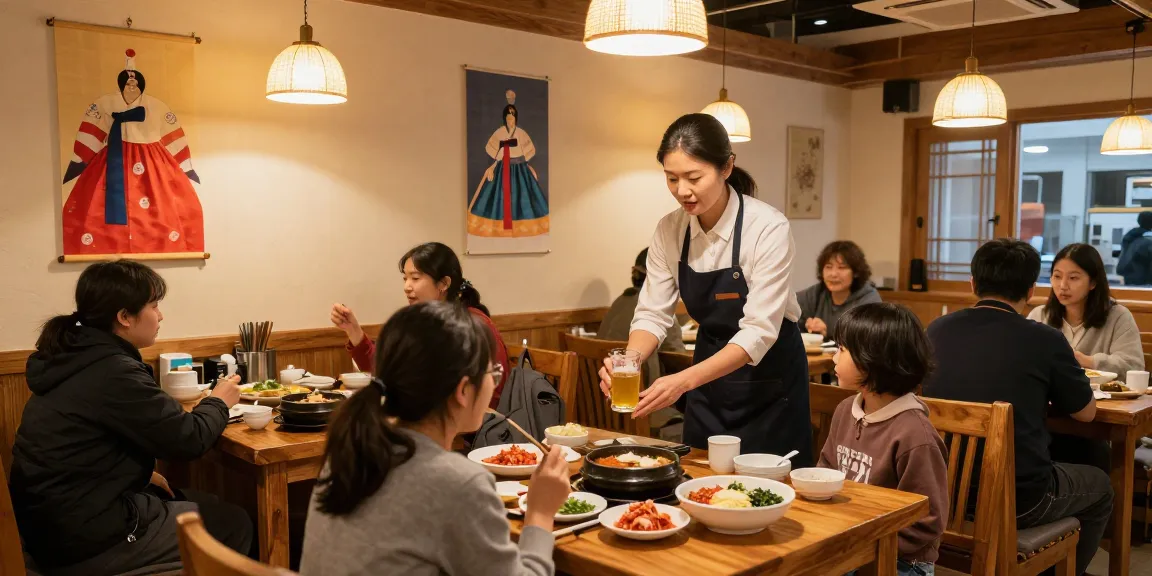 Delicious meal at 상봉동 한국관 with traditional dishes and family dining together.