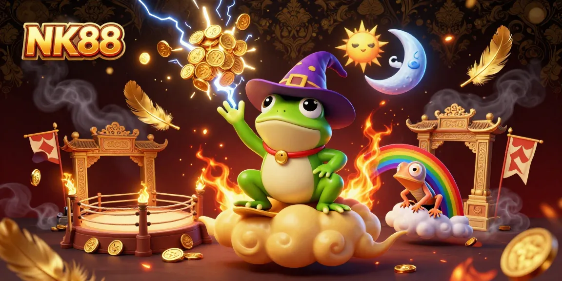 Engage in the vibrant world of NK88, where winning means navigating a storm of golden coins in 3D casino chaos.