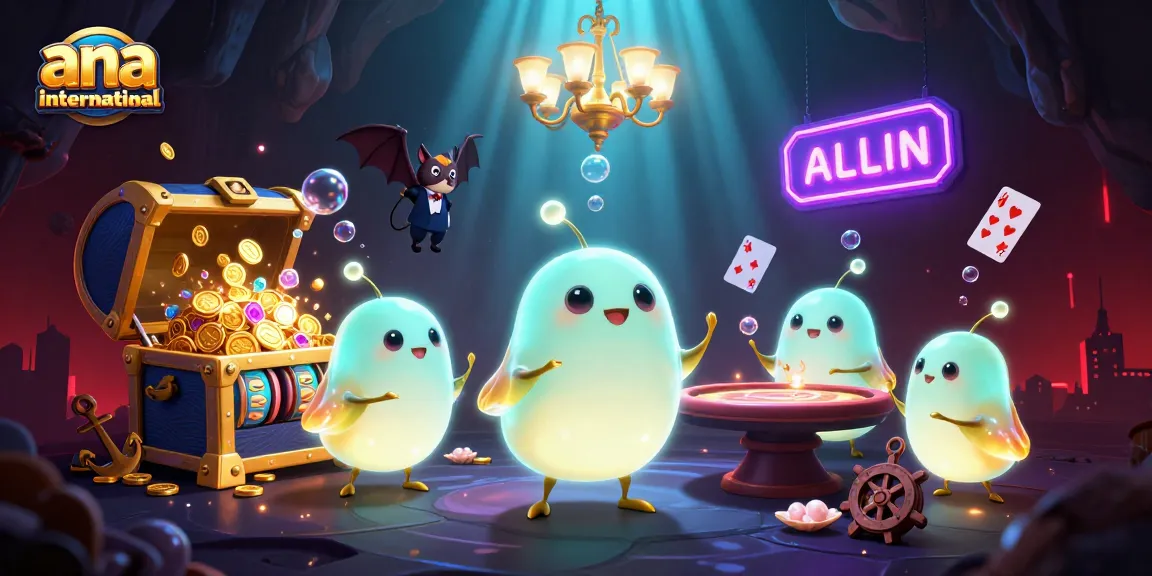 Experience the thrill of slots at ana-international, illuminated by bioluminescent glowworms in a captivating casino.