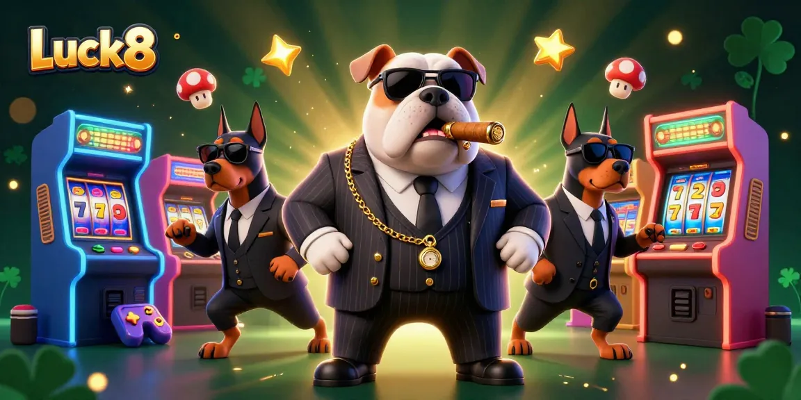 Experience the thrill of Luck8's vibrant casino environment with animated game elements and characters.