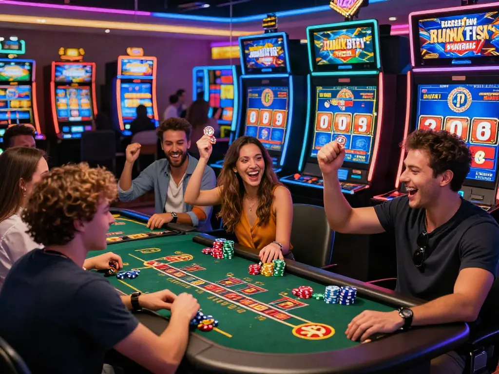 Players enjoying the thrill of Casinos Sans depots with diverse gaming options and vibrant digital interfaces.