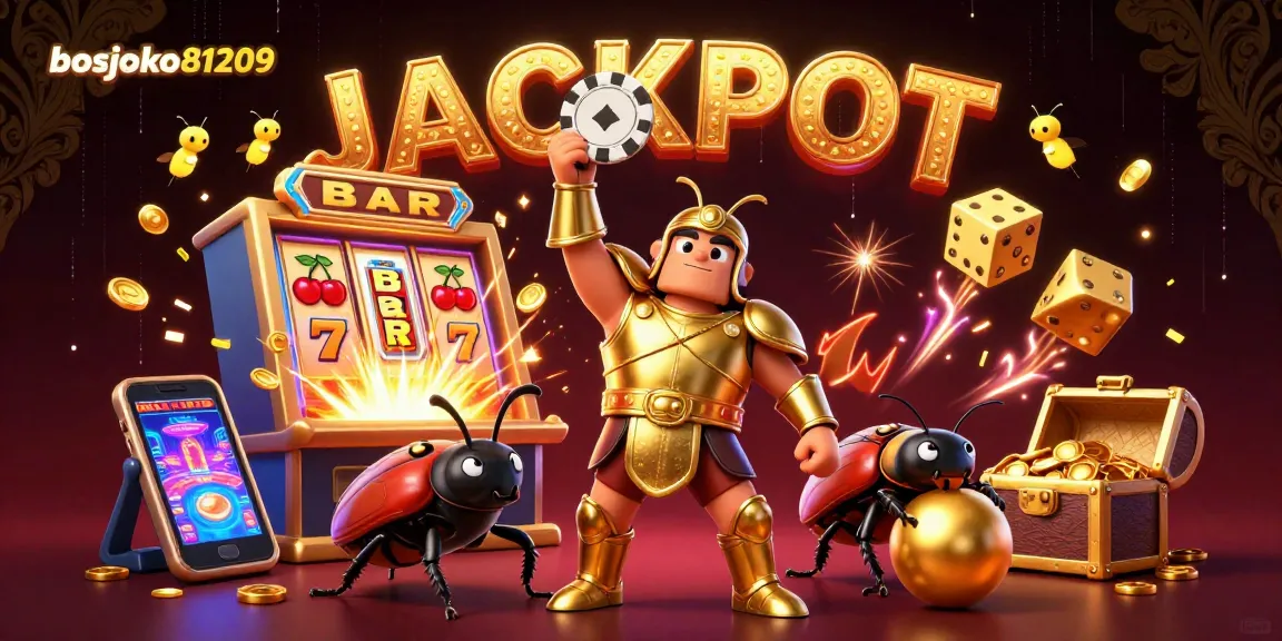 Slot gacor bosjoko81209 menampilkan karakter laba-laba hercules dan simbol perjudian yang menggembirakan.