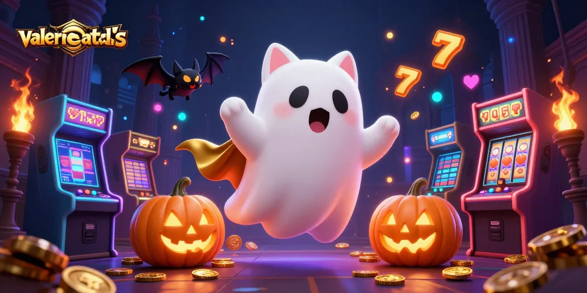 valeriesthreadtales showcases an exciting ghost cat in a haunted casino, featuring slot reels and jackpots