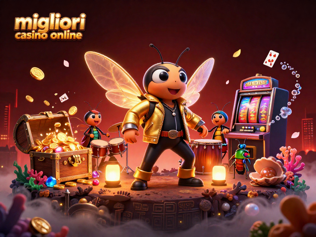 Scopri le emozioni dei migliori casino online con un'illustrazione vivace di una rockstar e avventure subacquee.