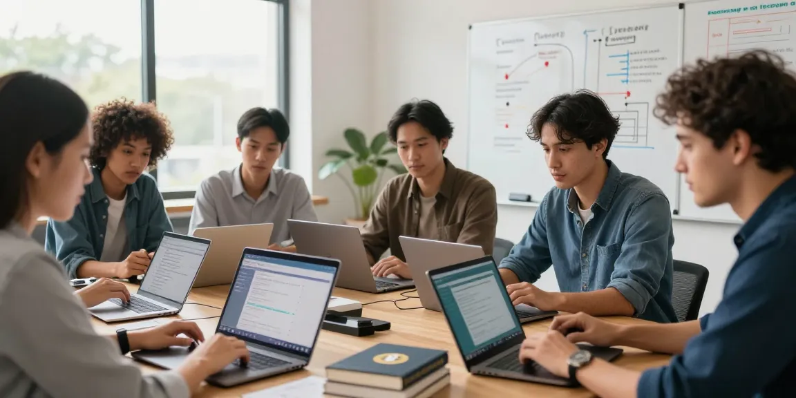 Workshop scene focused on techniques to recover lost crypto with a diverse team analyzing blockchain data and collaborative strategies.