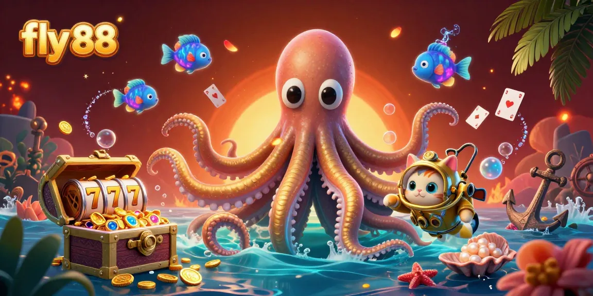 Experience thrilling gameplay with fly 88 as the kraken, diving cat, and underwater treasures unite.