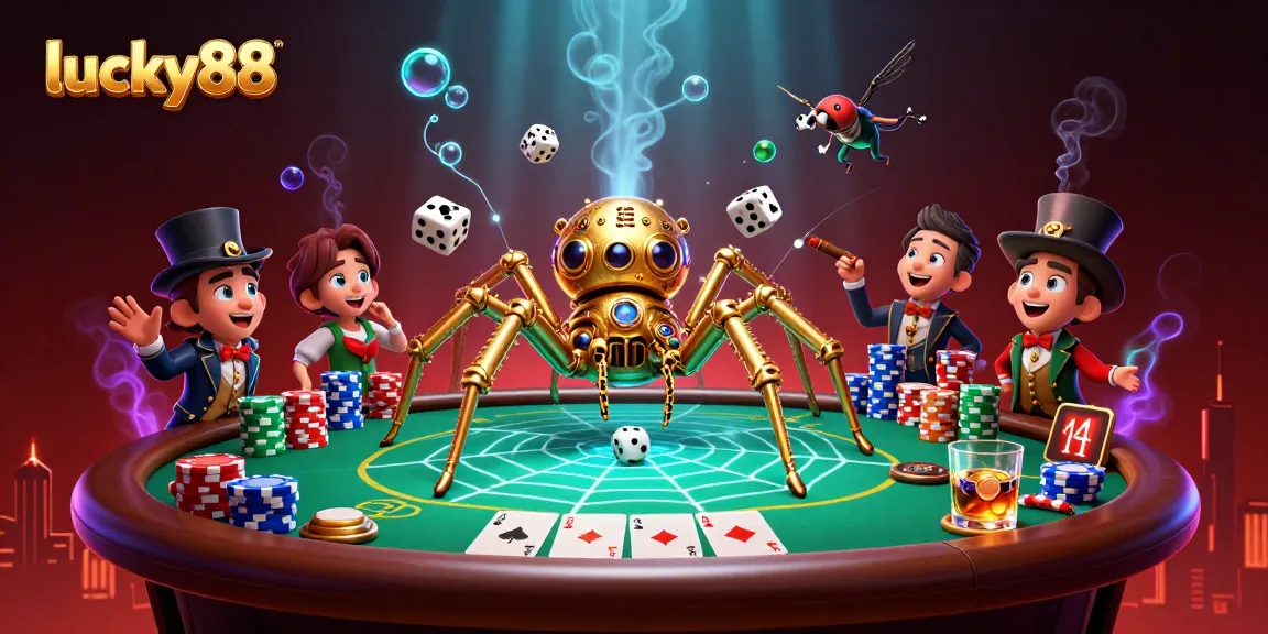 Play games at lucky88 with engaging steampunk characters and vibrant casino elements.