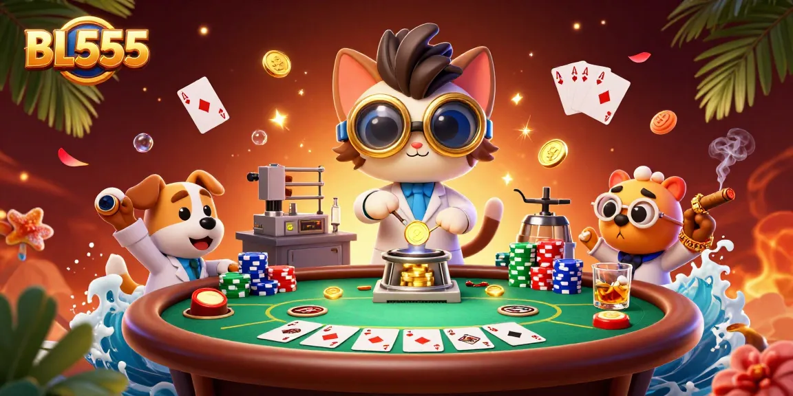 BL555 reveals an exciting casino adventure featuring a mad scientist cat creating gold coins.
