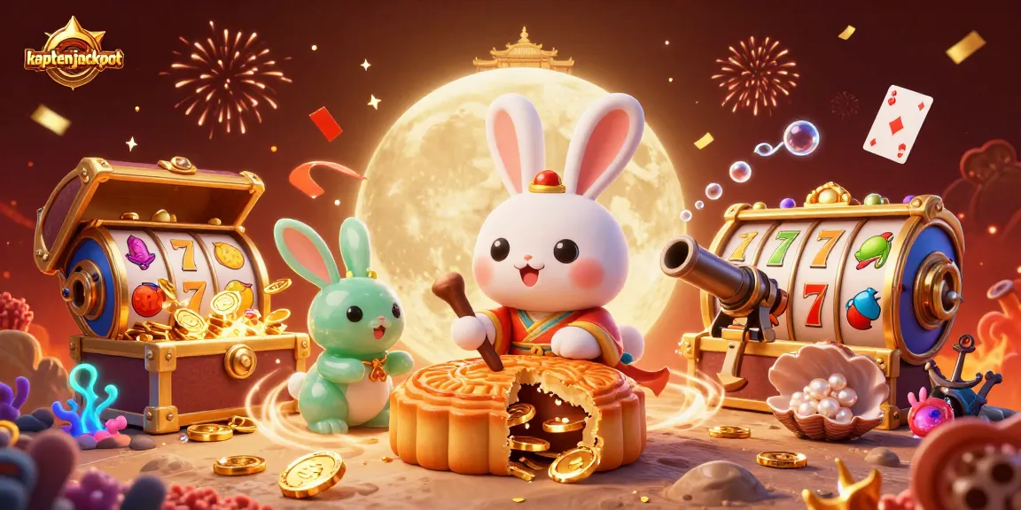 Experience jackpot fun at kaptenjackpot with a cinematic moon rabbit illustration full of vibrant casino elements.