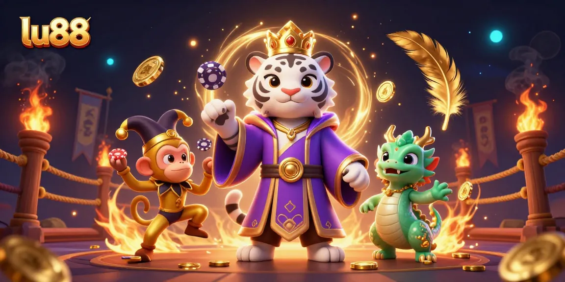 Experience thrilling gaming with lu88's vibrant characters in an immersive casino atmosphere.