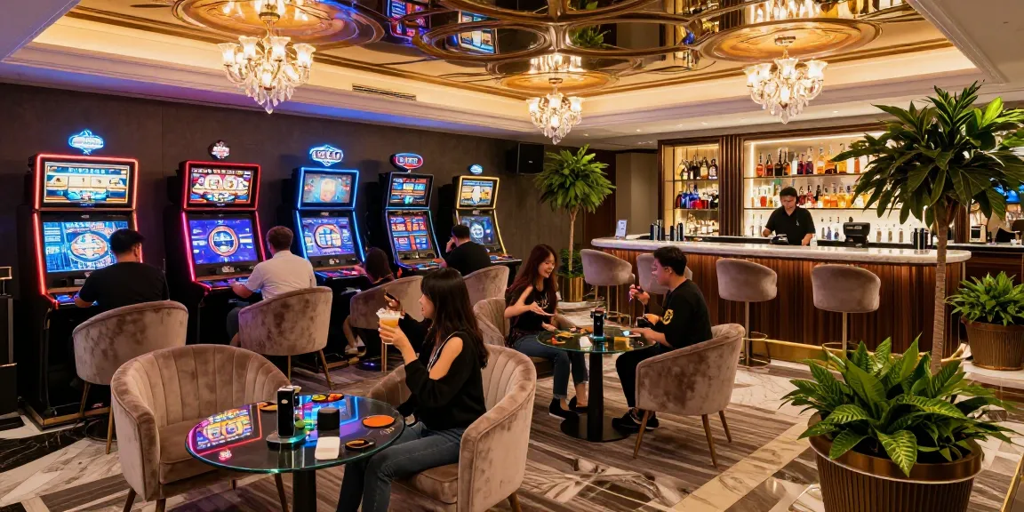 Ruang permainan mewah LUXURY777 dengan mesin slot terbaik dan suasana elegan.