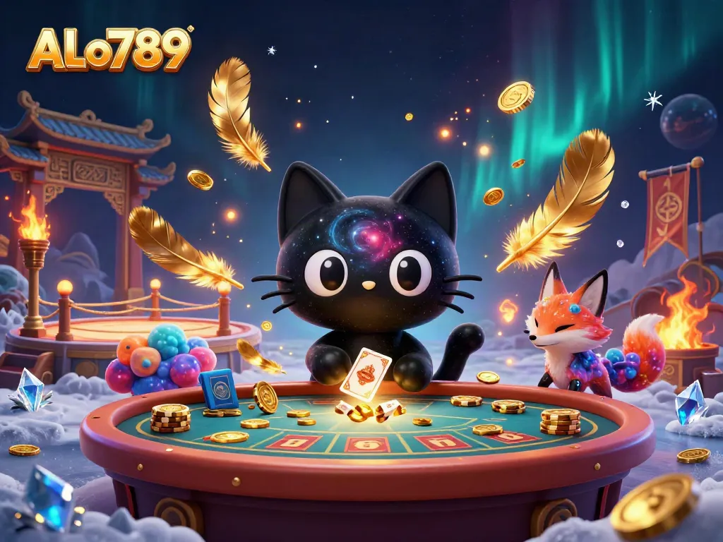 Experience the thrilling ALo789 cosmic casino with animated characters and vibrant gaming elements.