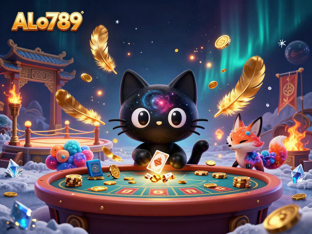 Experience the thrilling ALo789 cosmic casino with animated characters and vibrant gaming elements.