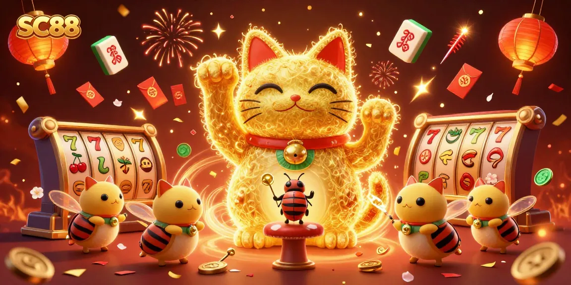 Engage with SC88's vibrant scene showcasing lucky symbols amidst an energetic casino atmosphere.