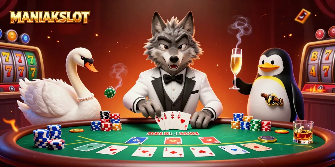 Experience the thrill of MANIAKSLOT with a glamorous 3D casino scene featuring exciting gameplay elements.