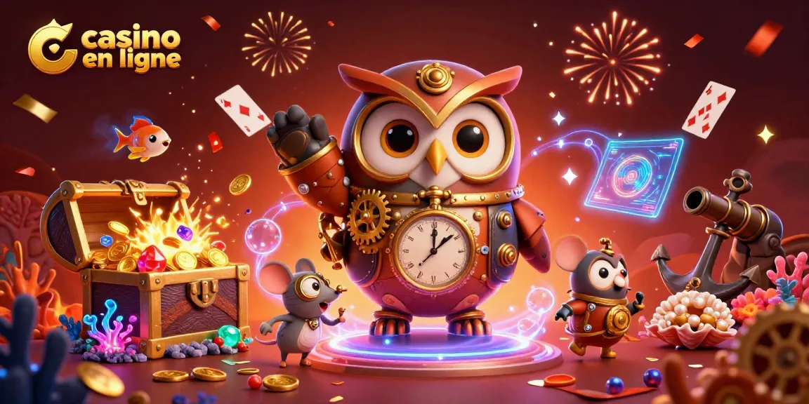 Jouez au casino en ligne avec des éléments festifs et des personnages animés dans un univers ludique.