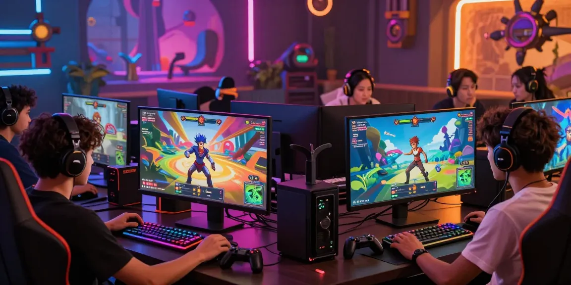 Exciting multiplayer sex game online scene with animated characters and vibrant gaming setup.