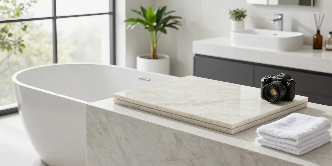 KingKonree solid surface freestanding bathtub and wall basin in a modern bathroom setting