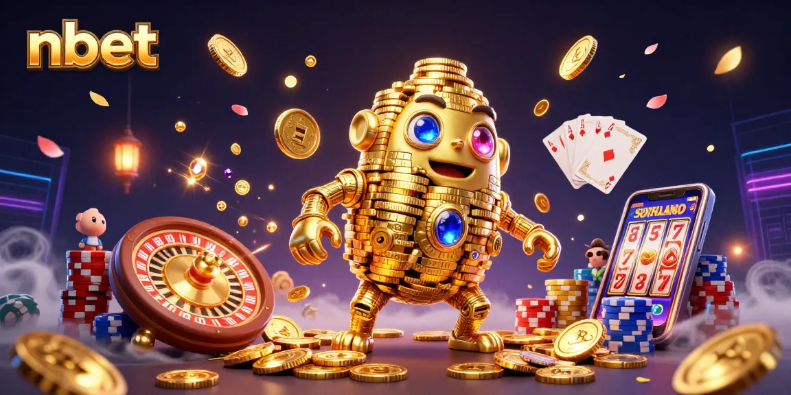 Join the fun with nbet as the golden golem comes to life amidst casino games and treasures.
