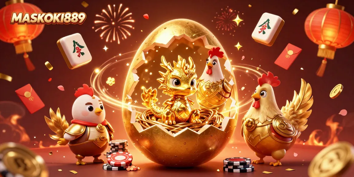 Experience the thrill of winning with MASKOKI889 in a vibrant casino atmosphere filled with gold.