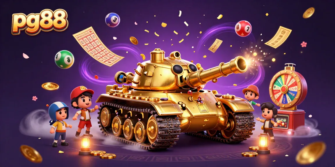 Engage with pg88's thrilling casino experience featuring a golden beetle tank revealing mini-games and festivities.
