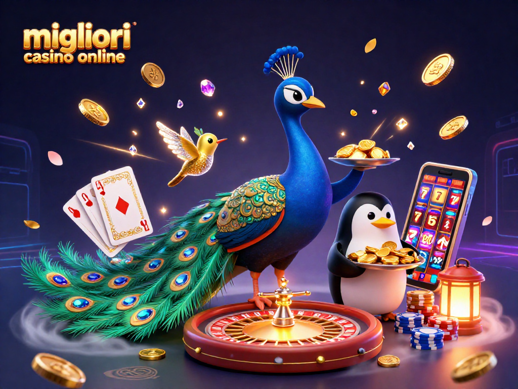 Gioca nei migliori casino online mentre il pavone aristocratico e gli altri personaggi celebrano tra gemme e monete d'oro.