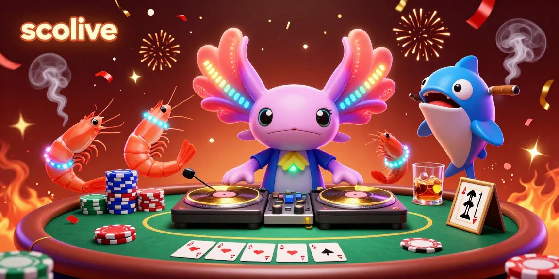Socolive brings exciting poker action to life with vibrant 3D characters, glowing elements, and thrilling casino atmosphere.