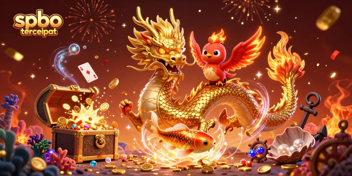 Experience thrilling wins with spbo tercepat, as golden dragon and phoenix celebrate amidst coins and gaming excitement.