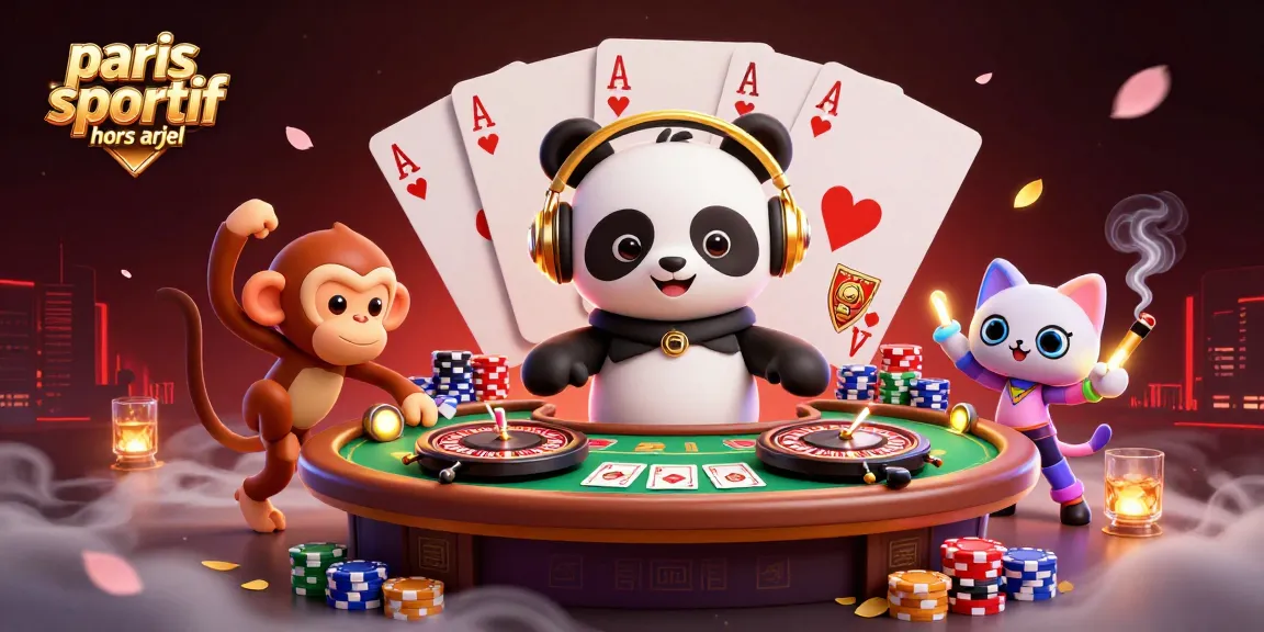 Pariez sur le meilleur site de paris sportif hors ARJEL avec des personnages animés dynamiques et des éléments de casino colorés.