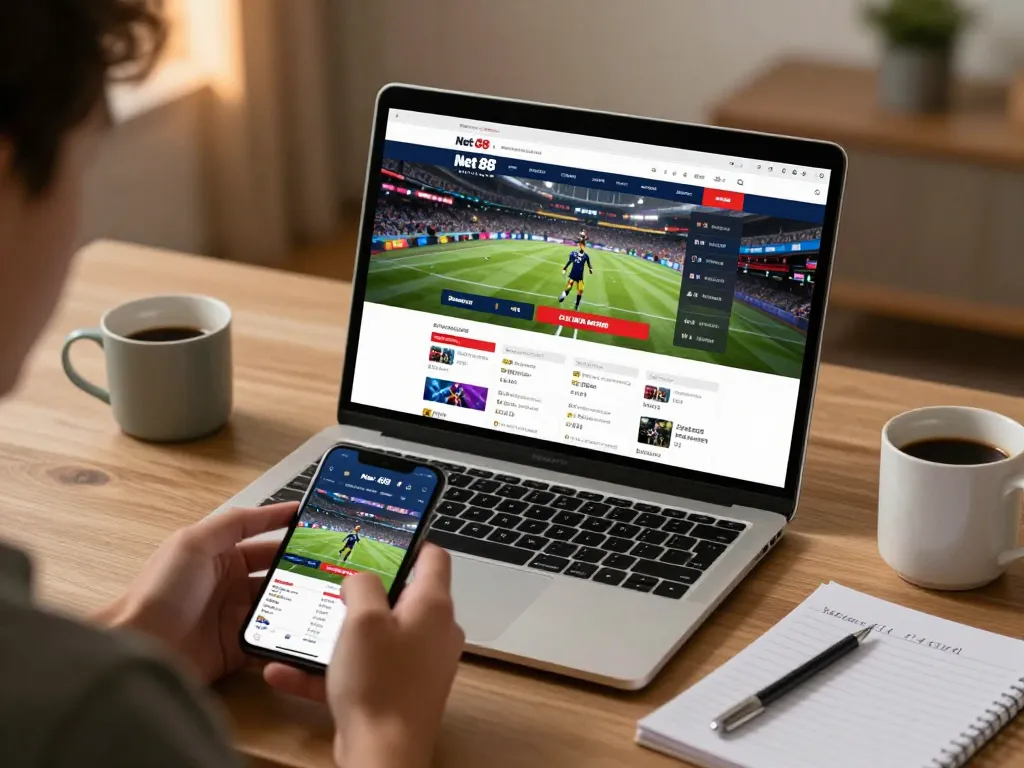 Engaging interface of Net 88's sports betting displayed on laptop showcasing thrilling live betting options