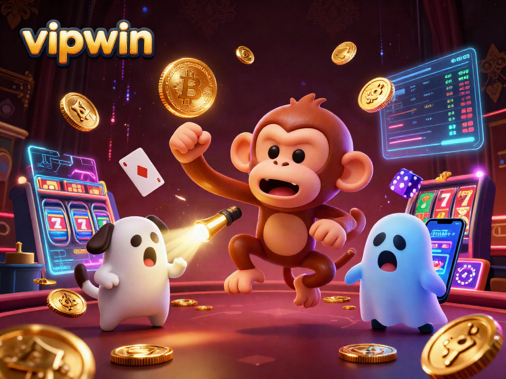 Track the mischievous invisible poltergeist monkey juggling golden coins in the haunted vipwin casino.